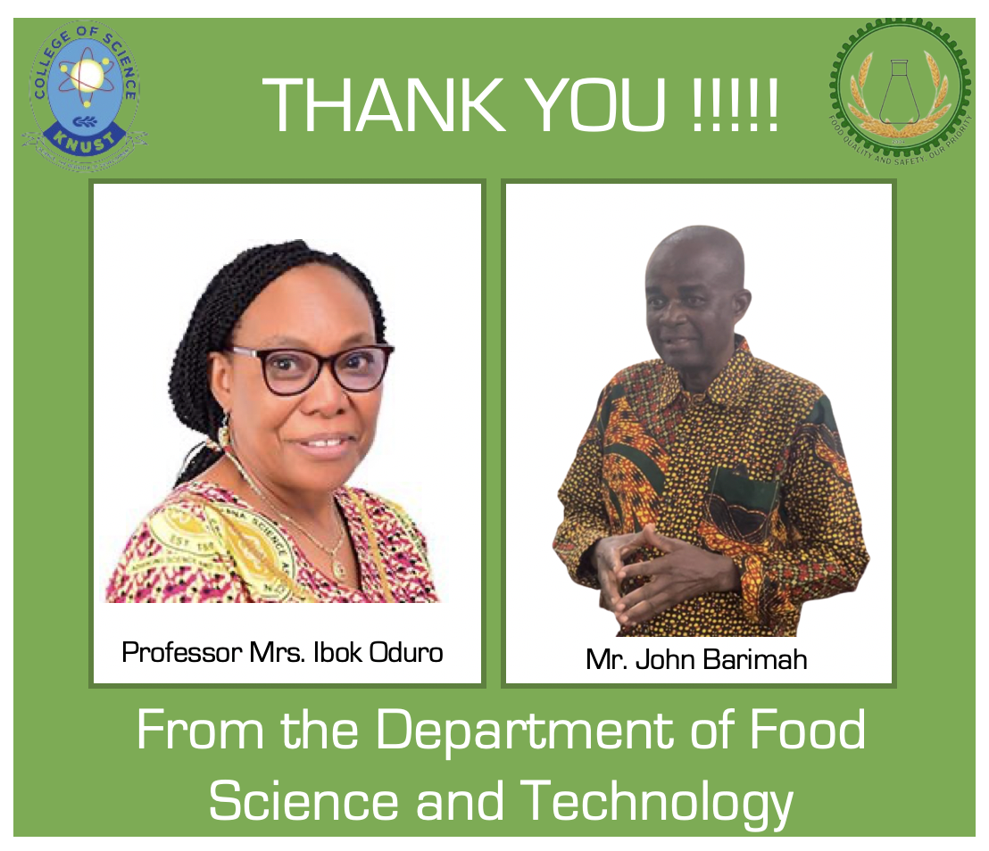 The Department of Food Science and Technology honours Prof. Ibok Oduro and Mr. John Barimah